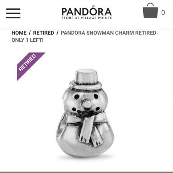 Like New Sterling Pandora Retired Snowman Charm - Picture 7 of 8